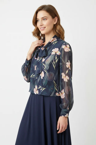 Madison Floral Print Tie Front Blouse