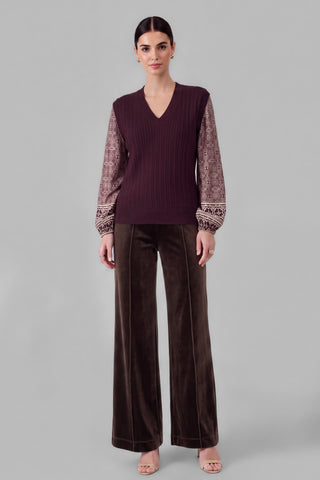Madison V Neck Printed Sleeve Top