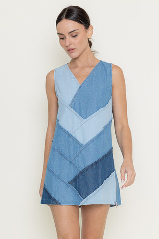 Madison Zig Zag Denim Dress - Premium clothing at Lonnys NY - Just $90! Shop Womens clothing now 