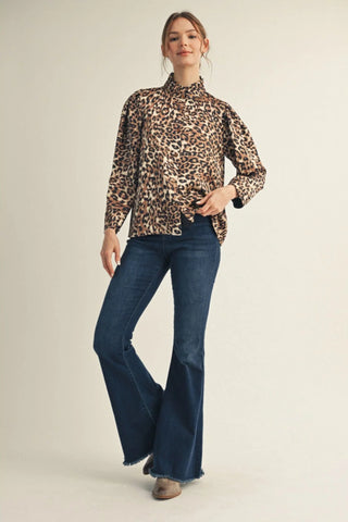 Madison Leopard Print Button Down Shirt