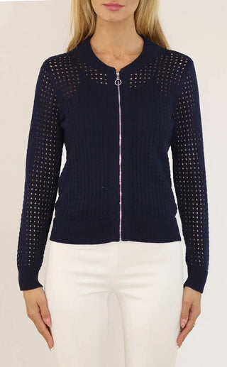 Metric Pointelle Zip Front Jacket