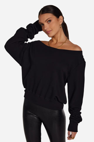 Michael Lauren Bix Off Shoulder Sweatshirt - Premium clothing at Lonnys NY - Just $110! Shop Womens clothing now 