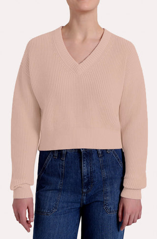 Minne Rose Cotton Shaker Long Sleeve Sweater