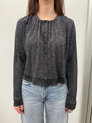 Minnie Rose Pleated Lurex Cardigan