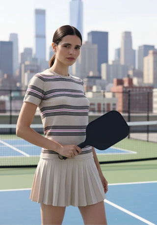 Minnie Rose CC Striped Short Sleeve Crew