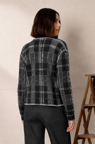 Minnie Rose Plaid Collared Open Cardigan