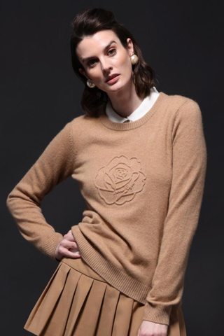 Minnie Rose Cashmere Embossed Logo Sweater - Premium clothing at Lonnys NY - Just $340! Shop Womens clothing now 