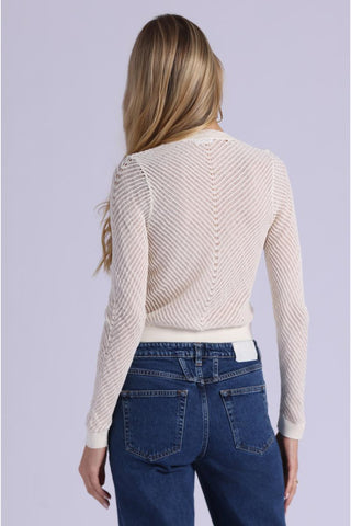 Minnie Rose Chevron Pointelle Cardigan