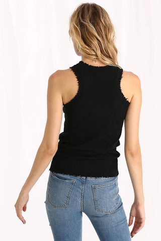 Minnie Rose Cotton Cashmere Frayed Tank - Premium tank top at Lonnys NY - Just $156! Shop Womens clothing now 