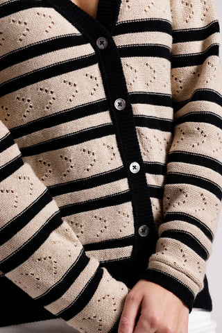 Minnie Rose Striped Pointelle Cardigan - Premium clothing at Lonnys NY - Just $288! Shop Womens clothing now 