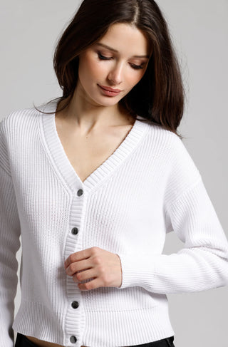 Minnie Rose Cotton Shaker Cropped Cardigan
