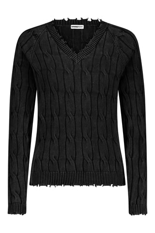 Minnie Rose Distressed Cable V-Neck *FINAL SALE* - Premium sweater at Lonnys NY - Just $101! Shop Womens clothing now 