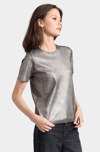 Minnie Rose Metallic Short Sleeve Crew Tee - Premium clothing at Lonnys NY - Just $288! Shop Womens clothing now 