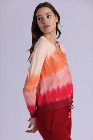 Minnie Rose Ombre V Neck Cardigan