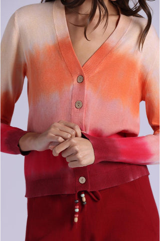 Minnie Rose Ombre V Neck Cardigan