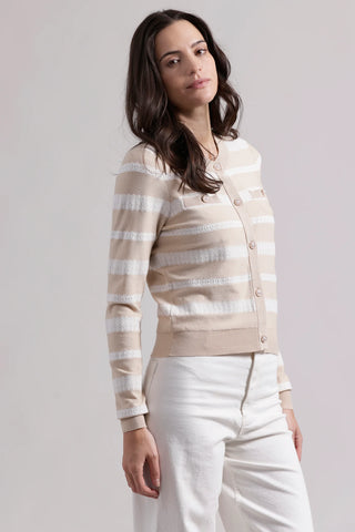 Minnie Rose Lace Striped Cardigan - Premium clothing at Lonnys NY - Just $299! Shop Womens clothing now 