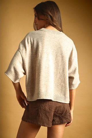 Mix Short Sleeve Knit Sweater