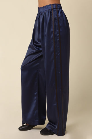 Olivaceous Lee Side Stripe Satin Pants