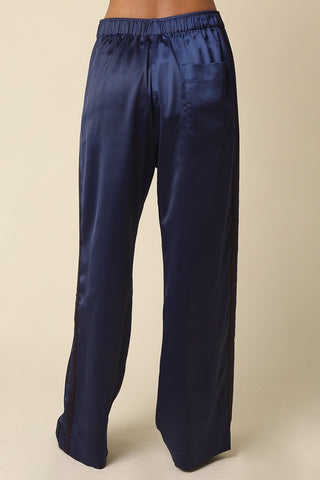 Olivaceous Lee Side Stripe Satin Pants