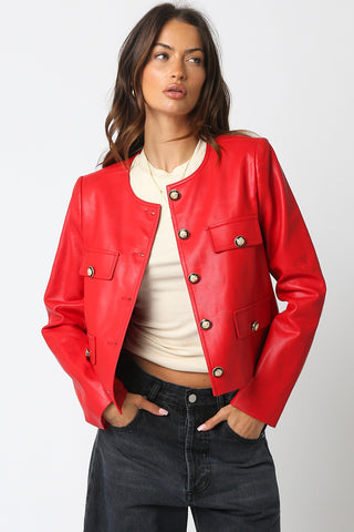 Olivaceous Dhanna Vegan Leather Jacket