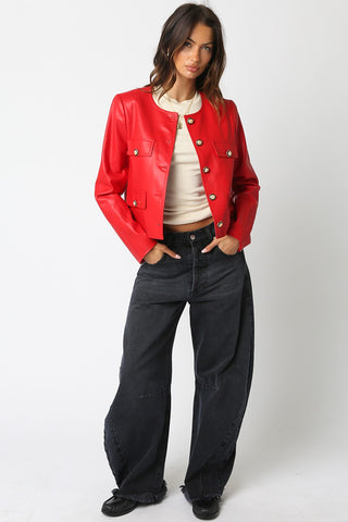 Olivaceous Dhanna Vegan Leather Jacket