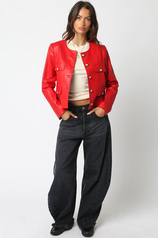 Olivaceous Dhanna Vegan Leather Jacket