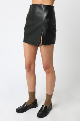 Olivaceous Dixie Vegan Leather Skirt