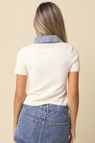 Olivaceous Lena Denim Contrast Sweater