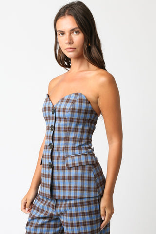 Olivaceous Monica Gingham Tube Top