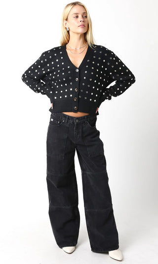 Olivaceous Nova Studded Cardigan