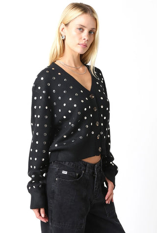 Olivaceous Nova Studded Cardigan