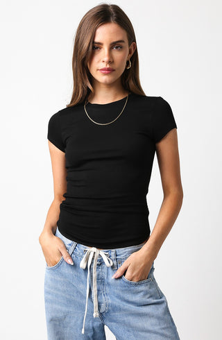 Olivaceous Ribbed Cap Sleeve Bodycon Tee - Premium clothing at Lonnys NY - Just $33! Shop Womens clothing now 