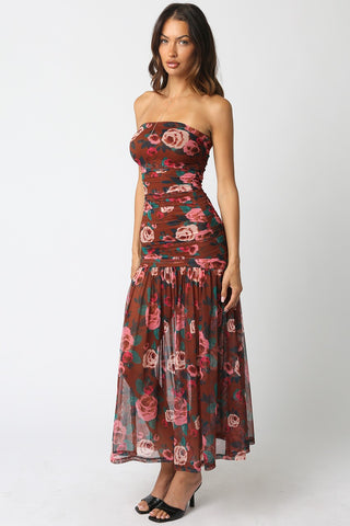 Olivaceous Evie Ruched Dress