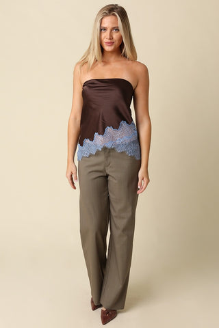 Olivaceous Stella Lace Trim Tube Top