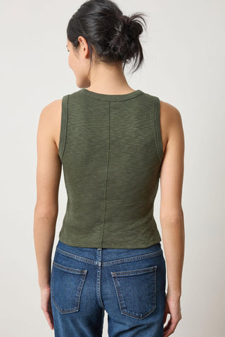 Lilla P Rib Slub Side Pleat Tank Top