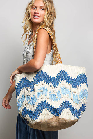POL Hand Woven Beach Tote Bag