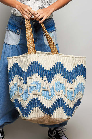 POL Hand Woven Beach Tote Bag
