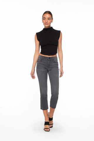 Parker Smith Byron Crop Straight w/Raw Hem in Carbon - Premium Jeans at Lonnys NY - Just $209! Shop Womens clothing now 
