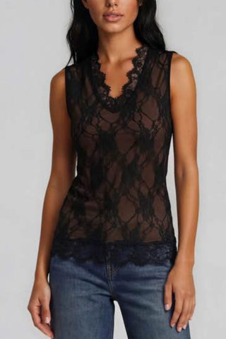 Pete Sleeveless V Neck Lace Top