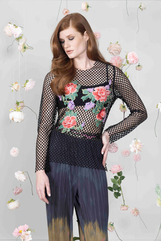 Petit Pois Fishnet Floral Top *FINAL SALE* - Premium clothing at Lonnys NY - Just $91! Shop Womens clothing now 