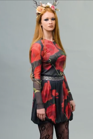 Petit Pois Long Sleeve Mesh Top - Red Floral
