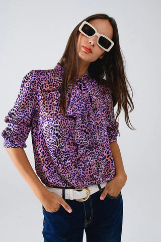 Q2 Tie Neck Animal Print Blouse - Premium clothing at Lonnys NY - Just $55! Shop Womens clothing now 