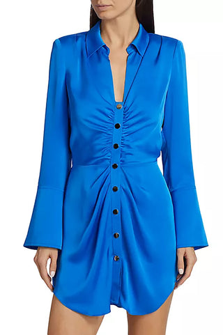 Ramy Brook Katelyn Long Sleeve Satin Shirt Dress - Premium dresses at Lonnys NY - Just $545! Shop Womens clothing now 
