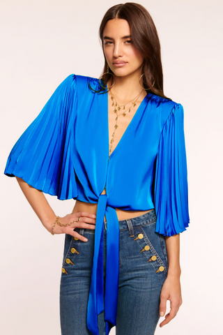 Ramy Brook Salma Pleated V-Neck Blouse - Premium Shirts & Tops from RAMY BROOK - Just $395! Shop now 