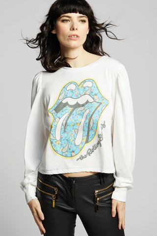 Recycled Karma Rolling Stones Puff Sleeve Shirt - Premium clothing at Lonnys NY - Just $53! Shop Womens clothing now 