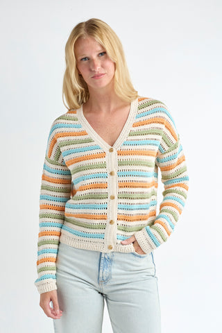 Red Haute Crochet Stripe Cardigan - Premium clothing at Lonnys NY - Just $136! Shop Womens clothing now 