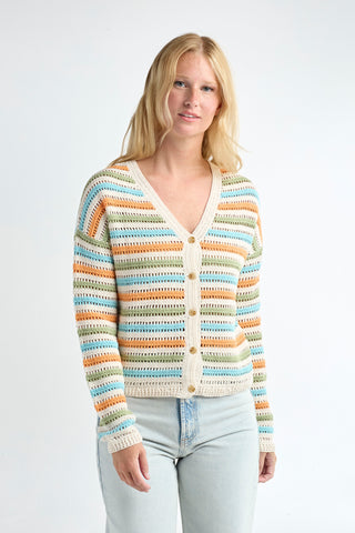 Red Haute Crochet Stripe Cardigan - Premium clothing at Lonnys NY - Just $136! Shop Womens clothing now 