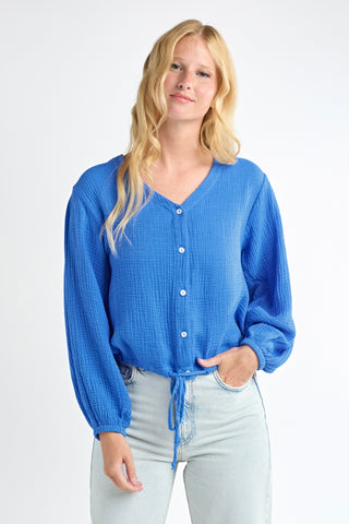 Red Haute Cropped Button Down Blouse - Premium clothing at Lonnys NY - Just $114! Shop Womens clothing now 