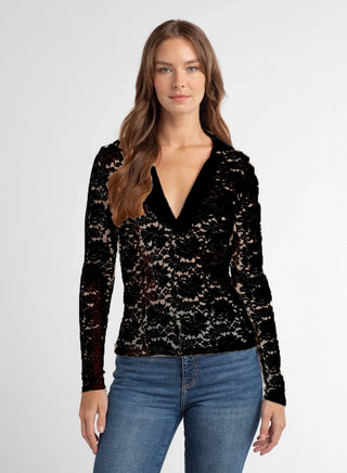 Red Haute Deep V Lace Shirt *FINAL SALE*
