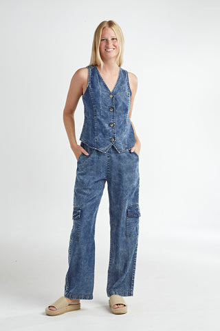 Red Haute Denim Cargo Pants - Premium clothing at Lonnys NY - Just $141! Shop Womens clothing now 